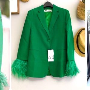 Zara ostrich feather blazer